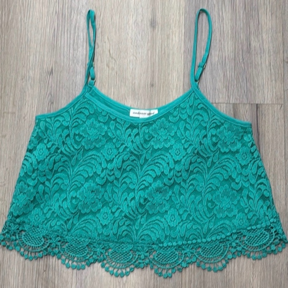 Teal Lace Women Crop Top